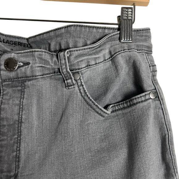 Karl Lagerfeld Gray High Rise Straight Leg Denim Jeans Size 14 - Picture 3 of 10